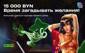 Турнир ставок в слотах Spinomenal в Betera на 15000 BYN: Genie’s Lamp