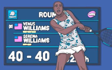 Серена Уильямс играет против своей старшей сестры Уитни Уильямс. Счет на табло – 0:0