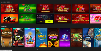Sección de tragamonedas en el casino de VERSUSbet con títulos de EGT Digital y juegos en tendencia.