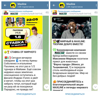 Пример активностей с участием Максима Мирного