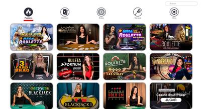 Sección de casino en vivo en Sportiumbet