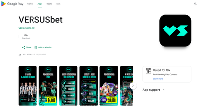 VERSUSbet App de VERSUSbet para Android disponible en Google Play con más de 10,000 descargas.