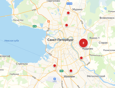 Расположение клубов «Фонбет» в Санкт-Петербурге по версии сайта букмекерской конторы