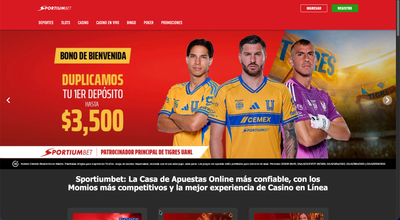 Página principal de Sportiumbet con los permisos SEGOB visibles