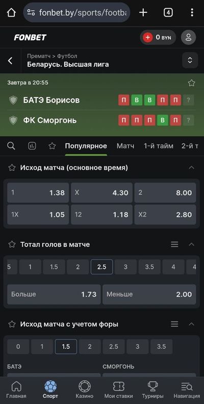 Роспись матча Высшей лиги Беларуси по футболу