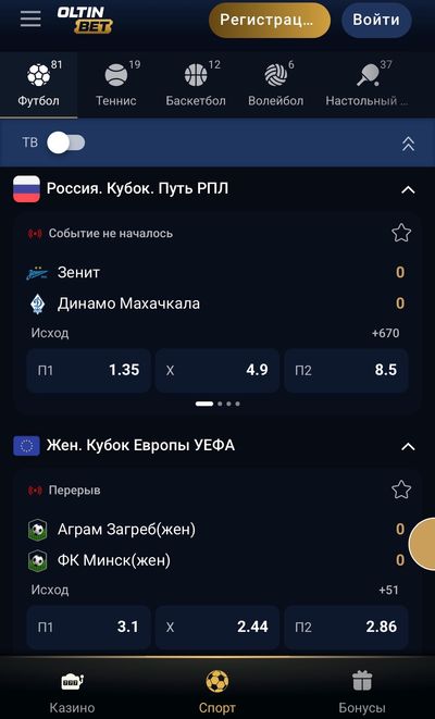 Live-ставки на сайте Oltinbet