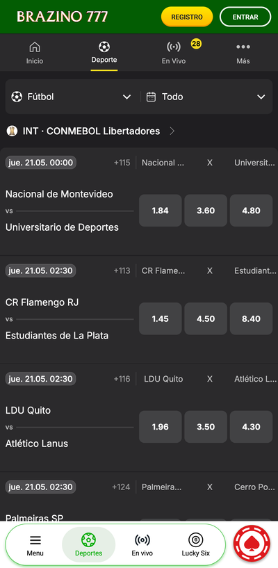 Línea de apuestas deportivas en fútbol de la Copa Libertadores